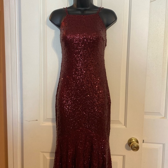 “THEIA” Jessica Sequin Lace Up Gown - Picture 6 of 16